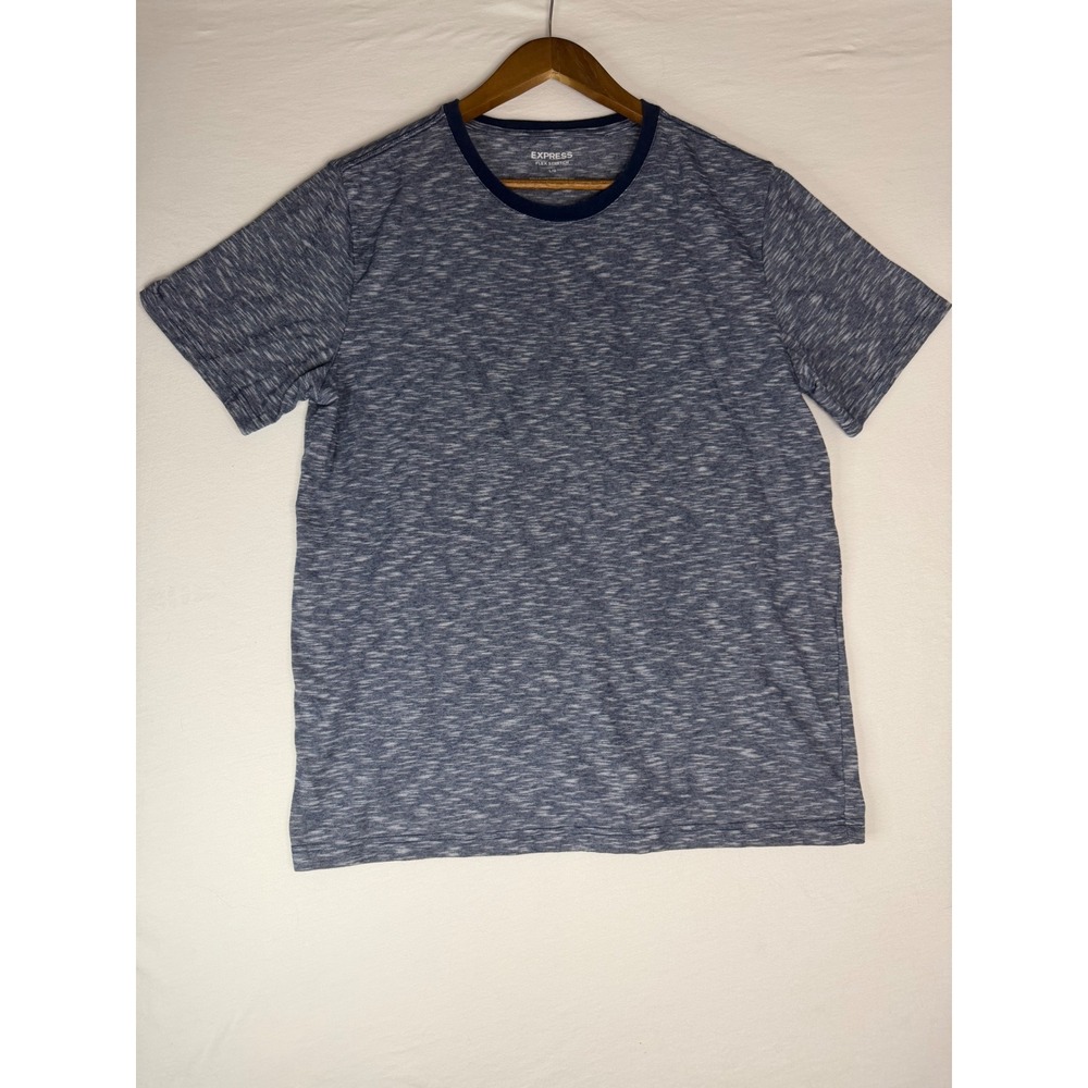 Express Flex Stretch T-Shirt Mens Large Blue Excellent Space Dye Short Sleeve
